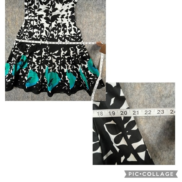 Nine West Sleeveless ALine Classic Fitted Bodice w/Boning Floral Border Dress 8 - Picture 16 of 16